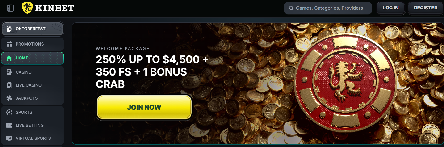 Kinbet Casino interface