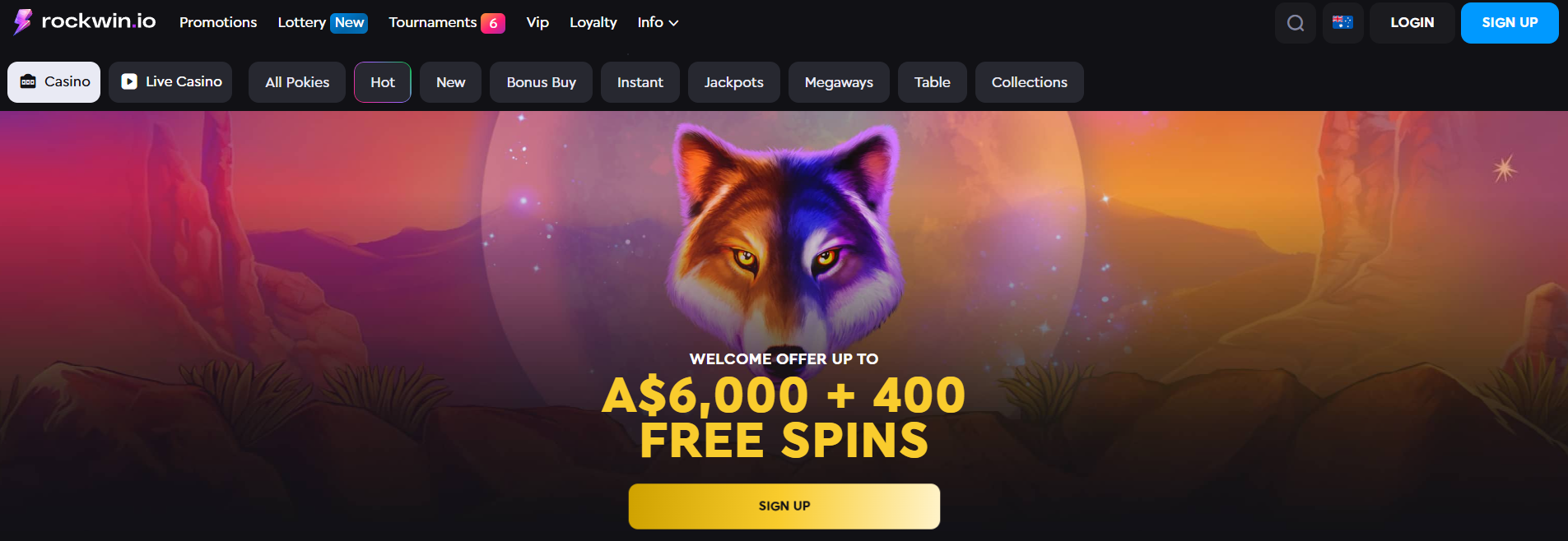 Rockwin Casino interface