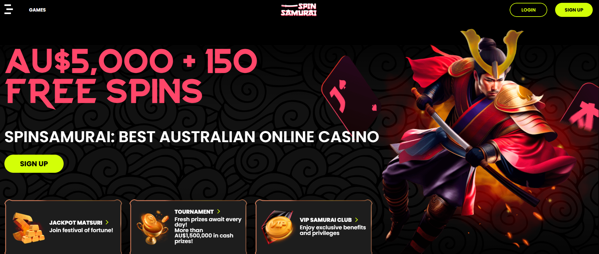 SpinSamurai Casino interface